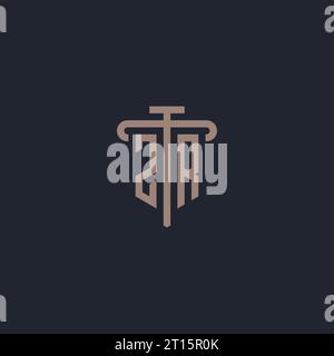 ZR initial logo monogram with pillar icon design vector Stock Vector