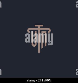 VN initial logo monogram with pillar icon design vector Stock Vector