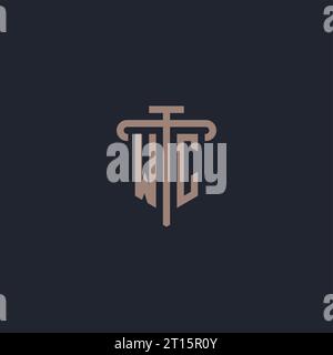 WC initial logo monogram with pillar icon design vector Stock Vector