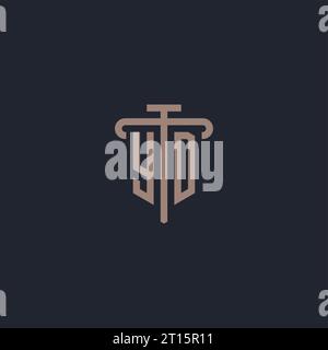 YD initial logo monogram with pillar icon design vector Stock Vector
