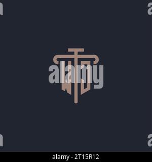 WJ initial logo monogram with pillar icon design vector Stock Vector