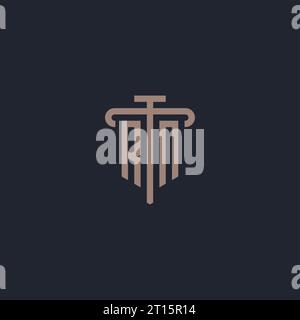 RN initial logo monogram with pillar icon design vector Stock Vector