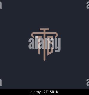 TE initial logo monogram with pillar icon design vector Stock Vector