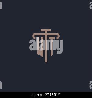 WT initial logo monogram with pillar icon design vector Stock Vector