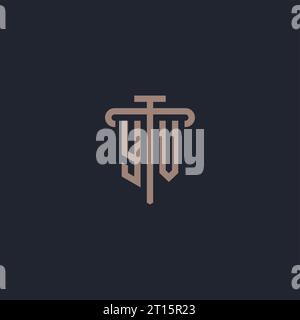 YV initial logo monogram with pillar icon design vector Stock Vector
