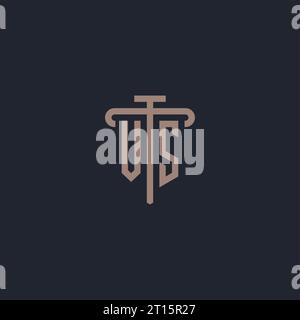 VS initial logo monogram with pillar icon design vector Stock Vector