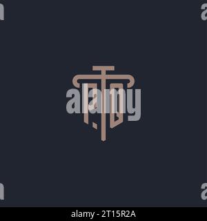 PQ initial logo monogram with pillar icon design vector Stock Vector