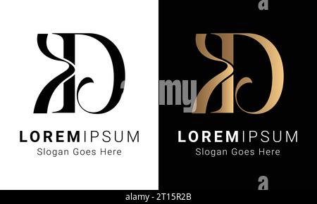 Luxury Initial KD or DK Monogram Text Letter Logo Design Stock Vector