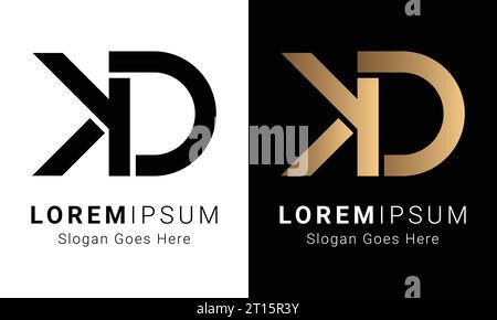 Luxury Initial KD or DK Monogram Text Letter Logo Design Stock Vector
