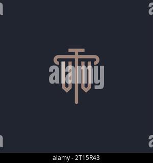 VV initial logo monogram with pillar icon design vector Stock Vector