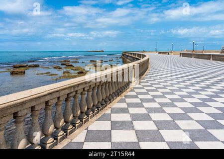 Scenic sight of the beautiful Mascagni Terrance in the city of Livorno on a sunny summer morning. Tuscany, Italy. Stock Photo