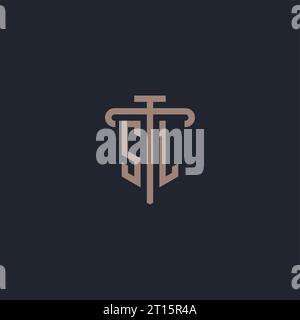 SL initial logo monogram with pillar icon design vector Stock Vector