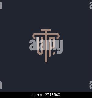 VP initial logo monogram with pillar icon design vector Stock Vector