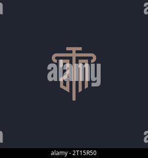 ZN initial logo monogram with pillar icon design vector Stock Vector