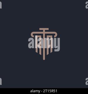 RA initial logo monogram with pillar icon design vector Stock Vector