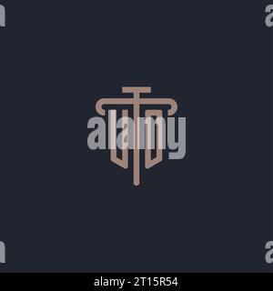 UO initial logo monogram with pillar icon design vector Stock Vector