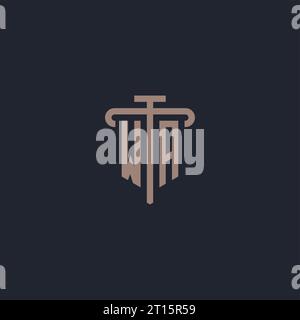 WA initial logo monogram with pillar icon design vector Stock Vector