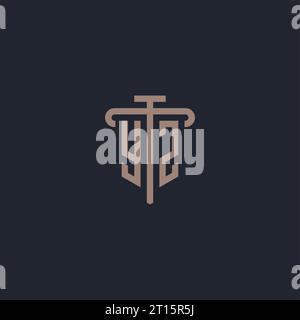 YZ initial logo monogram with pillar icon design vector Stock Vector
