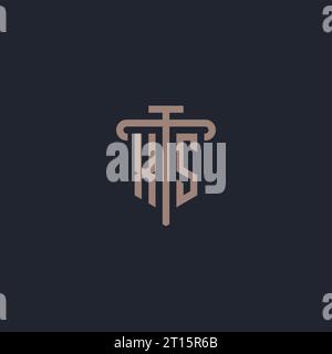 XS initial logo monogram with pillar icon design vector Stock Vector