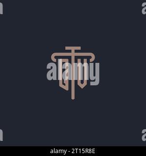 QV initial logo monogram with pillar icon design vector Stock Vector