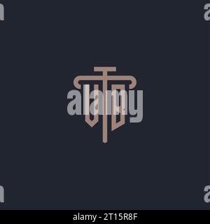 VB initial logo monogram with pillar icon design vector Stock Vector