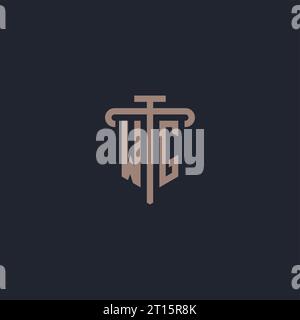 WG initial logo monogram with pillar icon design vector Stock Vector