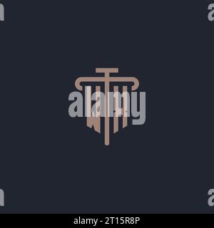 WX initial logo monogram with pillar icon design vector Stock Vector
