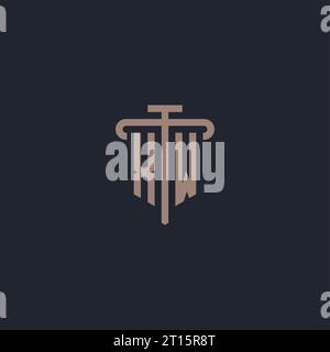 XW initial logo monogram with pillar icon design vector Stock Vector