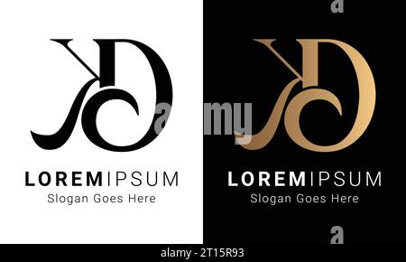 Luxury Initial KD or DK Monogram Text Letter Logo Design Stock Vector
