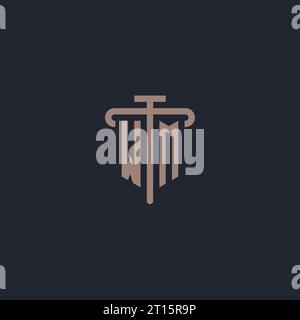 WM initial logo monogram with pillar icon design vector Stock Vector