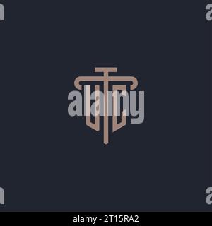 UC initial logo monogram with pillar icon design vector Stock Vector