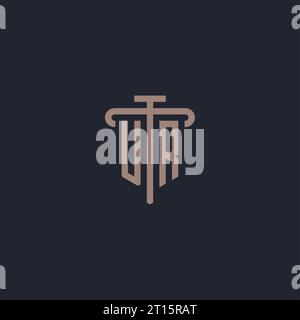 UR initial logo monogram with pillar icon design vector Stock Vector