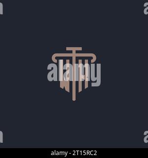 WK initial logo monogram with pillar icon design vector Stock Vector