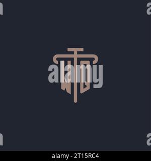WQ initial logo monogram with pillar icon design vector Stock Vector