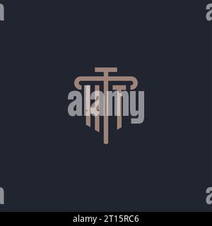 XT initial logo monogram with pillar icon design vector Stock Vector