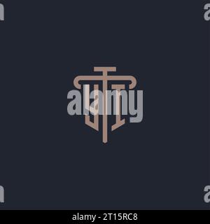 YI initial logo monogram with pillar icon design vector Stock Vector
