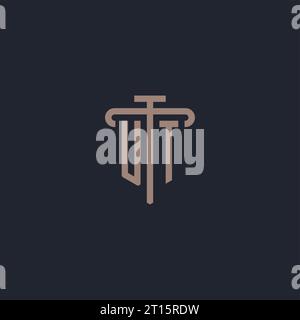 UT initial logo monogram with pillar icon design vector Stock Vector