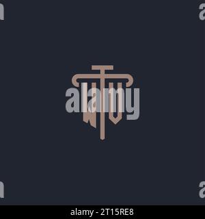 WV initial logo monogram with pillar icon design vector Stock Vector