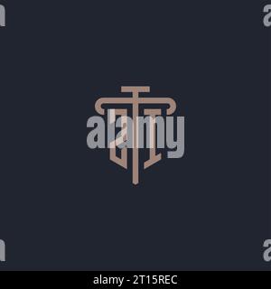 ZI initial logo monogram with pillar icon design vector Stock Vector