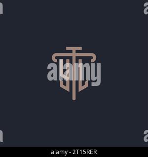 YL initial logo monogram with pillar icon design vector Stock Vector