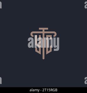YC initial logo monogram with pillar icon design vector Stock Vector