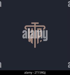 WP initial logo monogram with pillar icon design vector Stock Vector