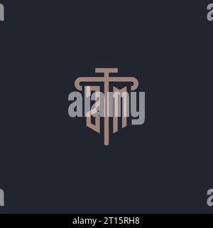ZM initial logo monogram with pillar icon design vector Stock Vector