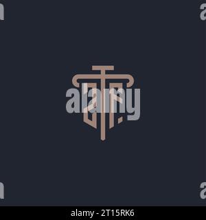 ZF initial logo monogram with pillar icon design vector Stock Vector