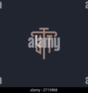 YT initial logo monogram with pillar icon design vector Stock Vector