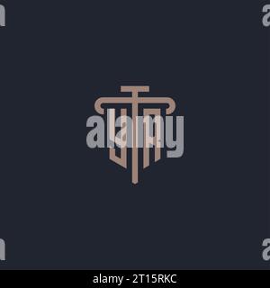 YR initial logo monogram with pillar icon design vector Stock Vector