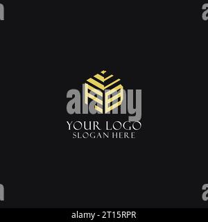 FB initial monogram with hexagon shape logo, creative geometric logo design inspiration Stock Vector
