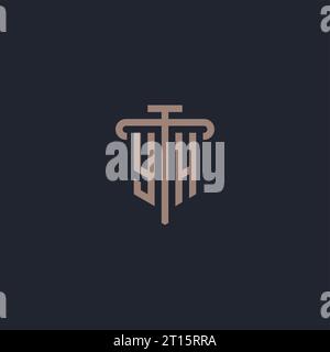 YH initial logo monogram with pillar icon design vector Stock Vector