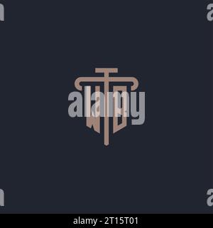 WB initial logo monogram with pillar icon design vector Stock Vector