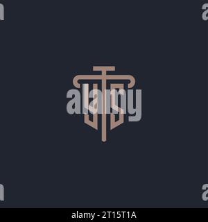 YS initial logo monogram with pillar icon design vector Stock Vector